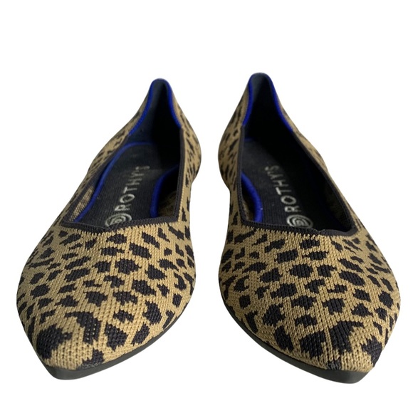 Rothy’s The Point Leopard Print Retired Brown Tan Leopard Flats Shoes Size 9.5 - Picture 3 of 11
